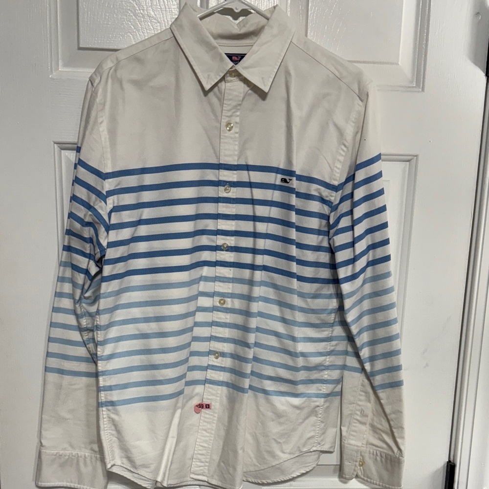 🐳 Vineyard Vines Men's Striped Button-Down Shirt - Blue and White